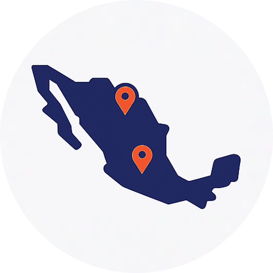 Mapa de México con cobertura de espectaculares, vallas y mupis de OOH Media